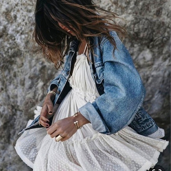 New Boho Flirty Tulle Dot Ruffle Halter Mini Dress Off White Cream Ivory - Picture 8 of 12